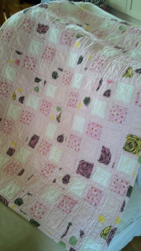 The finished quick-and-dirty vintage baby quilt.